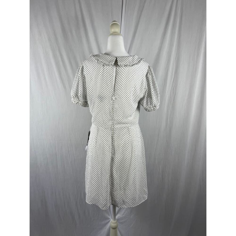 B Darlin Juniors Size 11/12 White Polka Dot Bow Puff Sleeve A-Line Dress NWT - Picture 2 of 6